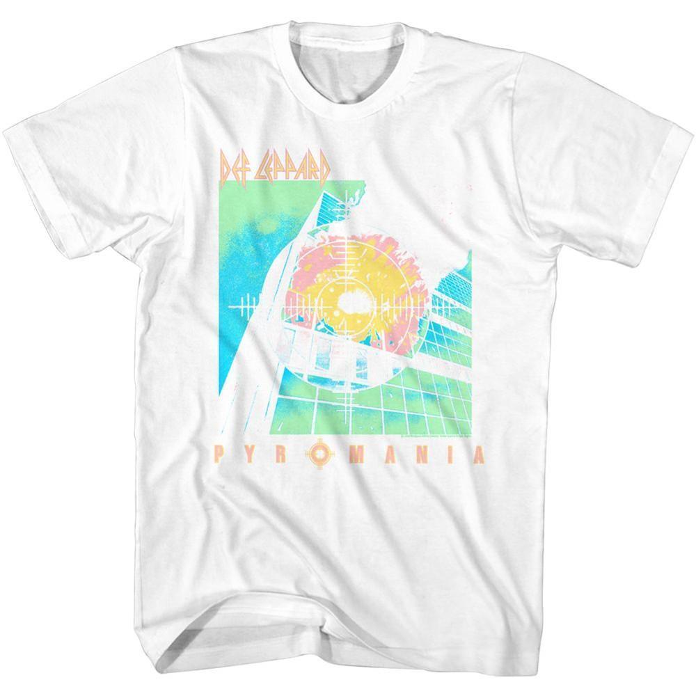 Def Leppard Bright Color Pyro White Adult T Shirt